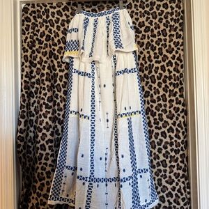 Free People White and Blue Maxi Skirt
